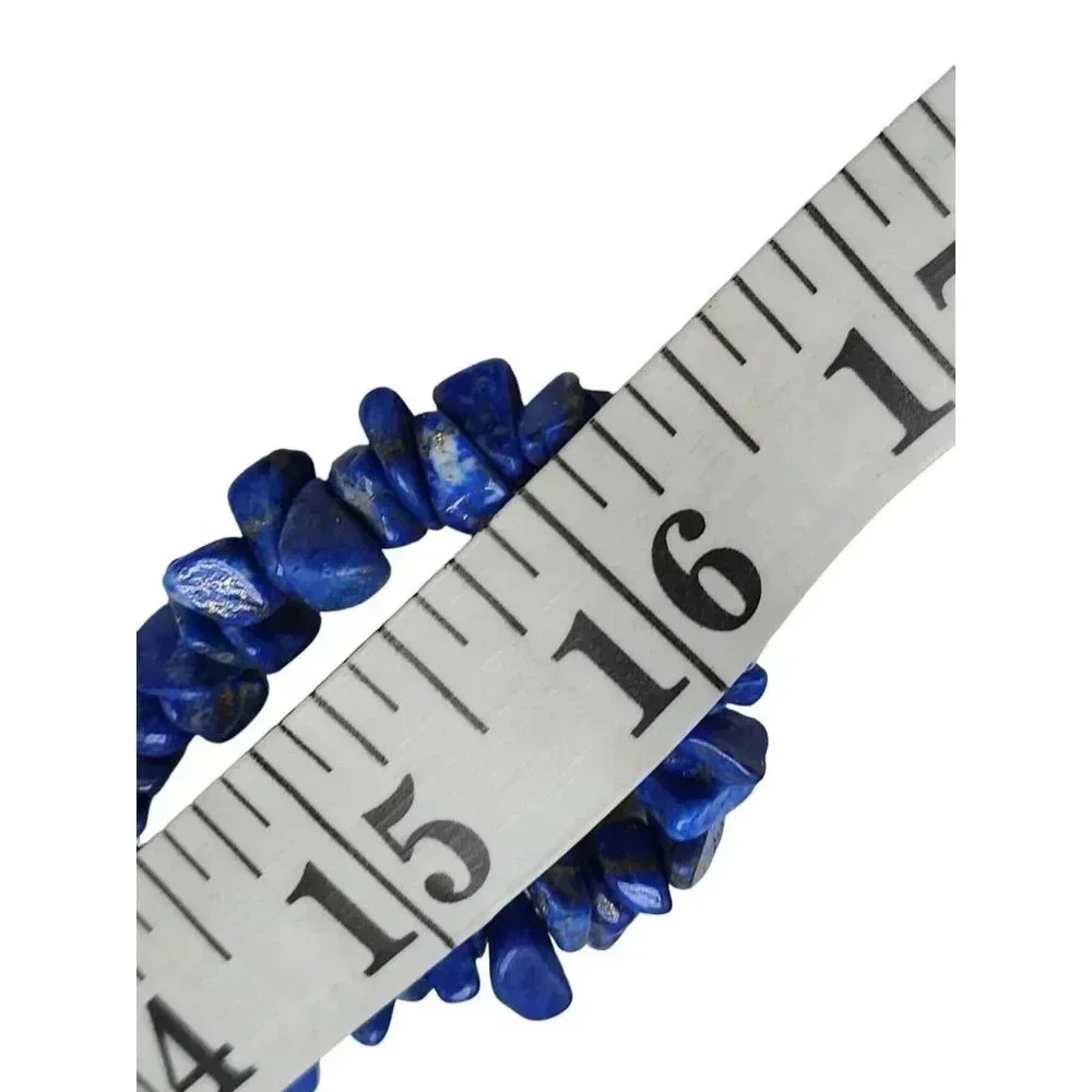 Blue Lapis Lazuli Bead Beaded Chips Long Strand Necklace Vintage No Clasp